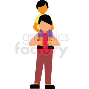 A minimalist clipart image showing a person carrying a child on their shoulders, representing a family moment.