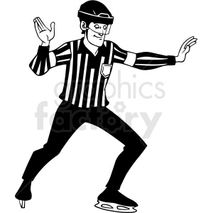 black and white hockey referee vector clipart