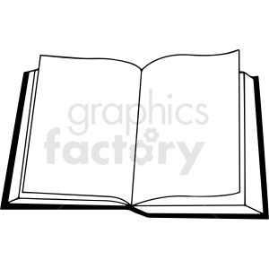 black and white open book vector clipart