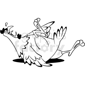 black and white laughing chicken vector clipart