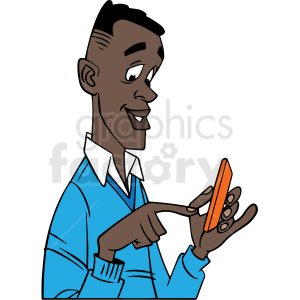 african american guy using his phone vector clipart