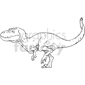 The clipart image portrays a dinosaur, specifically resembling a Tyrannosaurus Rex (T-Rex), presented in a line art or outline drawing style suitable for coloring activities.