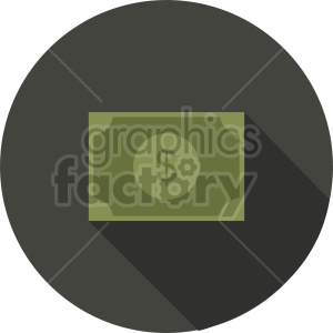 Clipart image of a dollar bill icon within a dark circle, representing money, finance, or currency.