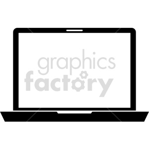 Simple black and white clipart of a laptop, featuring a minimalistic and modern design.