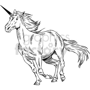 unicorn black and white clipart