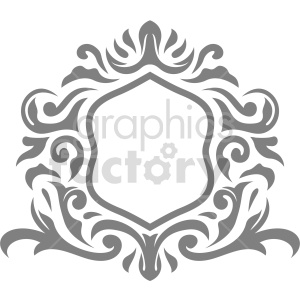 A decorative vintage frame with intricate ornamental designs in a gray color.