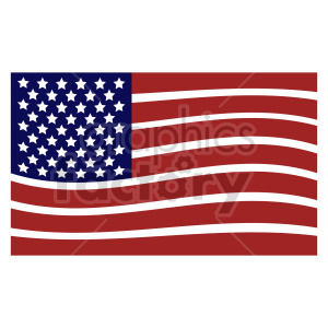 The clipart image features the flag of the United States of America, commonly known as the American flag. It consists of thirteen horizontal stripes of red alternating with white and a blue rectangle in the canton, referred to as the union, bearing fifty small, white, five-pointed stars arranged in nine offset horizontal rows of six stars (top and bottom) alternating with rows of five stars.