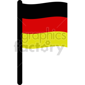 The image shows a clipart illustration of the German flag, which consists of three horizontal bands of color: black at the top, red in the middle, and gold (yellow) at the bottom. The flag is depicted on a flagpole and appears to be waving or fluttering.