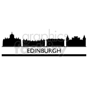 Clipart image of Edinburgh's skyline silhouette featuring iconic buildings.