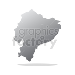 A clipart image depicting the outline of the country of Ecuador in a metallic silver style.