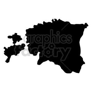 Silhouette map of Estonia with islands.