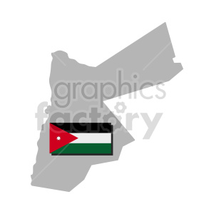 Clipart image of the outline of Jordan with the Jordanian flag inside.