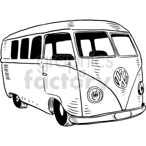 black and white vw bus graphic