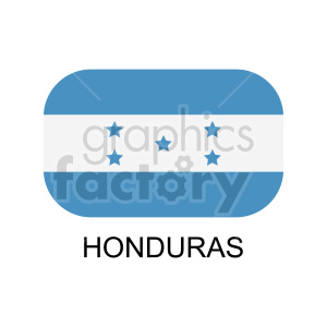 The image displays a stylized representation of the flag of Honduras consisting of two horizontal blue stripes with a white stripe in the center containing five blue stars. Below the flag is the word HONDURAS.