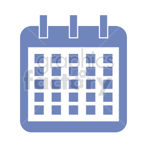 This is a clipart image of a blue calendar icon, typically used as a symbol for scheduling and planning.