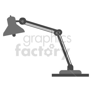 Clipart image of a gray adjustable desk lamp with a traditional design.