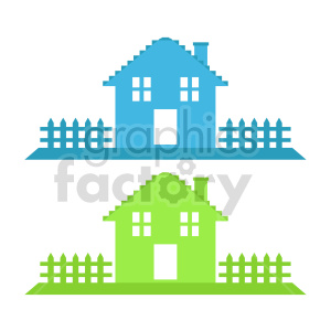 neighborhood house with picket fence vector clipart