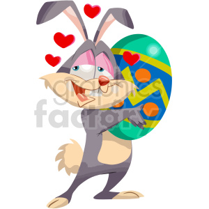   cartoon easter bunny holding egg clipart 
