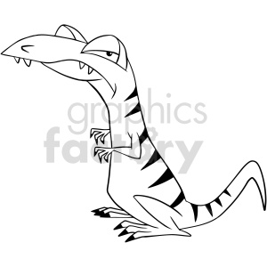 This clipart image features a stylized, cartoon-like drawing of a lizard. It's a line art image without any color, showing the lizard in a side view with a wide mouth, sharp teeth, and a somewhat aggressive or predatory stance.