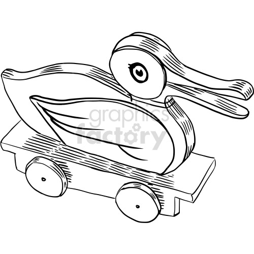 black and white wooden duck vector clipart