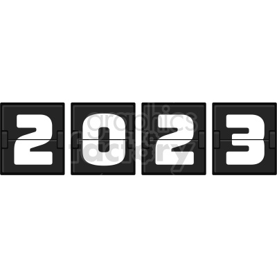 Clipart image of a flip clock displaying the year 2023.