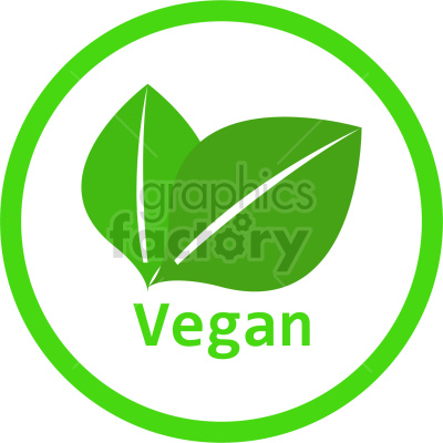   The clipart image shows a green vegan leaf with the word "Vegan" written under it, designed as a logo.
 