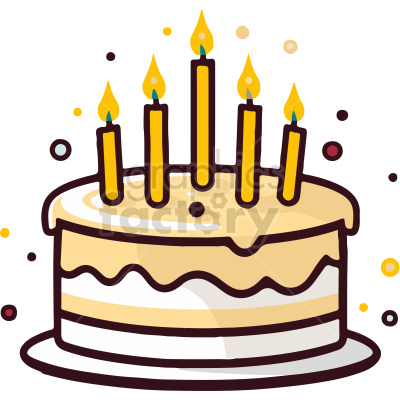 birthday cake with five candles vector clip art