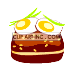Animated sandwich with egg eyes and a tomatoe tounge