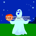 Ghost juggling a pumpkin