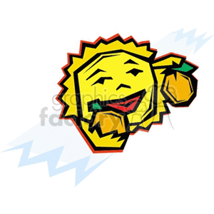 Smiling sun holding oranges