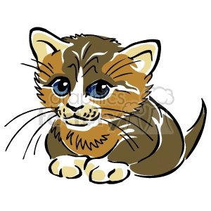 The clipart image shows a cartoon of a cute brown kitten with blue eyes.