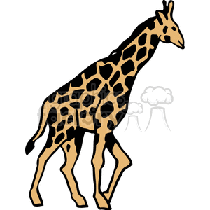 The image is a clipart illustration of a giraffe. The giraffe is shown in profile, walking to the left. It features the characteristic long neck and legs, along with the distinctive spotted pattern on its body.