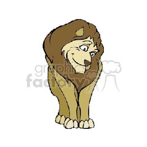 The clipart image features a cartoon representation of a male lion with a prominent mane. The lion appears to be seated and is illustrated with a basic level of detail, characteristic of clipart.