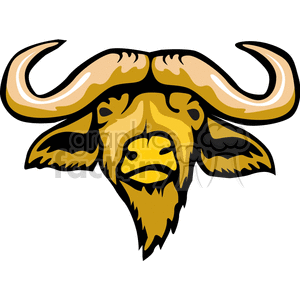 The clipart image depicts the head of a buffalo, with prominent horns and a serious expression.