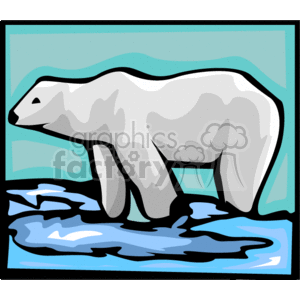 A polar bear standing in water