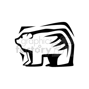 The image appears to be a black and white abstract line art clipart of a polar bear. The design is stylized and minimalistic, emphasizing the bear's silhouette and strong lines to suggest its form and posture.