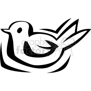 The image shows a black and white clipart of a  stylized bird, appearing to be an adult bird. The design is abstract and simplistic, focusing on the outlines and shapes that suggest the form of the bird without providing intricate detail.