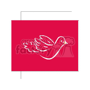 Clipart image of a red bird in flight against a solid red background.