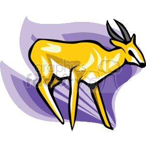 The clipart image shows a side view of a gazelle, a type of antelope, with brown fur and white markings. It is standing on four legs with its head turned to the right. Its long, curved horns are visible on top of its head.
