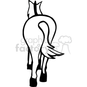 The clipart image shows a stylized depiction of a deer from behind, focusing on its body outline and tail. This is a black and white image, suitable for various graphical applications.