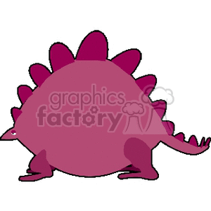 The clipart image features a cartoon of a dinosaur. This particular dinosaur is styled to resemble a Stegosaurus with its distinctive row of back plates and a tail. It has a simple, stylized design with a predominantly purple color.