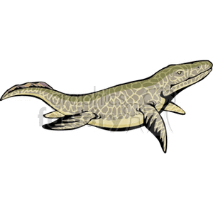 The image is a clipart of a prehistoric marine reptile, reminiscent of creatures like the plesiosaur or mosasaur, which lived during the time of the dinosaurs. It is not a dinosaur itself, as it is adapted for an aquatic lifestyle, but it does resemble the ancient marine reptiles that coexisted with dinosaurs.