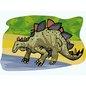 Cartoon Stegosaurus Dinosaur in Natural Habitat