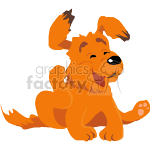   The clipart image shows a small, ginger dog with floppy ears. Its leg is raised as if it