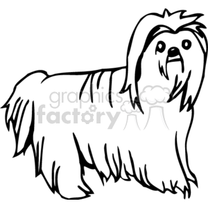 This clipart image features a Pomeranian dog. It is a simple line drawing that captures the fluffy coat, bushy tail, and alert expression characteristic of the breed.