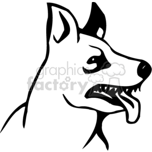 The clipart image depicts the head of a dog with its mouth open and teeth exposed in a way that suggests aggression or defensiveness.