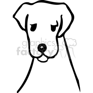 The image is a simple black and white clipart of a dog's face. The style is minimalistic, showing the outline and some basic features of the dog such as eyes, nose, and ears.