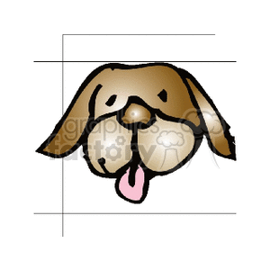 The clipart image shows a simple, cartoon-style illustration of a dog's face. The dog appears to be of a floppy-eared breed with its tongue sticking out.
