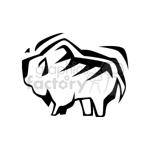 The clipart image depicts a stylized illustration of a bison or buffalo. It's a black and white design, likely intended for use as a logo, icon, or part of a larger graphic composition related to farms or wildlife.