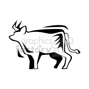 The clipart image depicts a stylized black and white drawing of a bull.